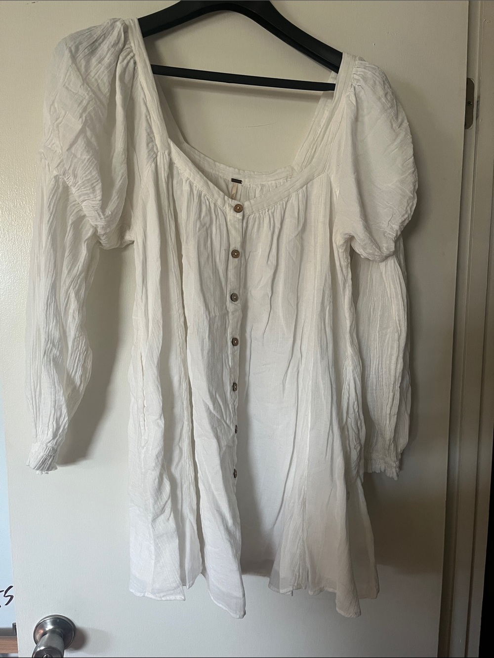 Free People White Gauzy Button-Front Tunic